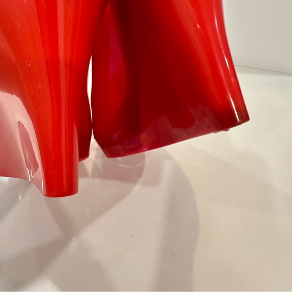 Kartell Red Rubber Wedge Heels Sz 40 Norma Luisa Slingback Shoes Pumps - Picture 5 of 10